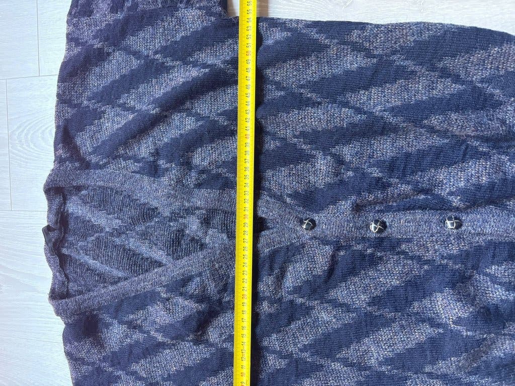 Vintage Gebreid Vest Navy Ruiten L