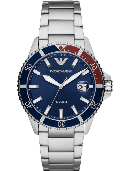 Emporio Armani AR11339 Men's Watch – Silver/Blue, 42mm