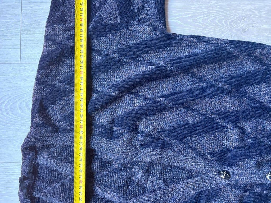 Vintage Gebreid Vest Navy Ruiten L